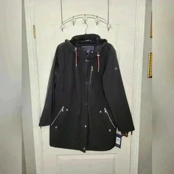 Tommy Hilfiger Anorak waterproof plus size NWT women's jacket 2x black - Picture 1 of 13